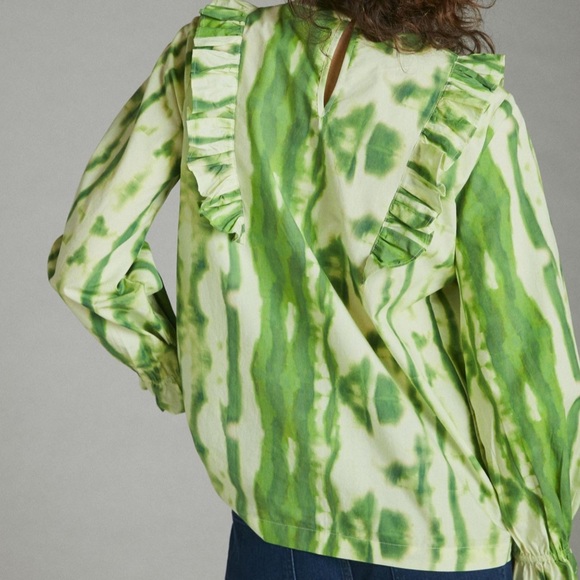 EMILIA RUFFLED TIE-DYE BLOUSE from Anthropologie - Picture 3 of 7